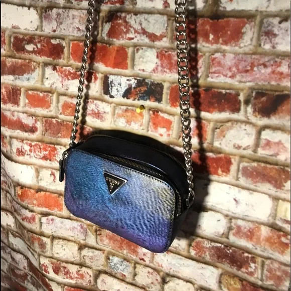 Guess Multi Colorful Metallic Leather Chained Crossbody Bag - Picture 2 of 16